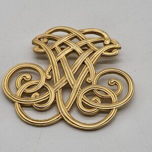 VTG Museum Reproductions Matte Gold Tone Thomas Jefferson Cypher Brooch